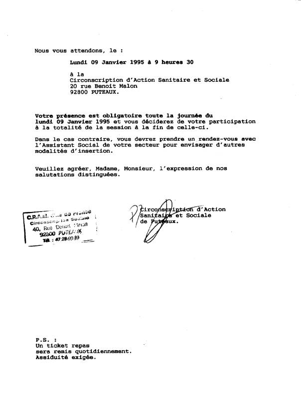 stage organis� par la Circonscription d'Action Sanitaire et Sociale et la Soci�t� Arc-en-Ciel Th��tre 1