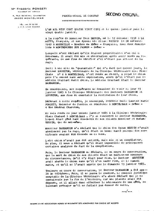 Constat de l'huissier Fr�d�ric PONSETI -