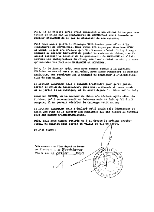 Constat de l'huissier Fr�d�ric PONSETI 