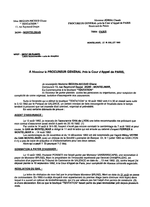 Plaintes contre Apap, Obrego, Boulmier,  Becquet, L�pine  .. etc..[2e fois]