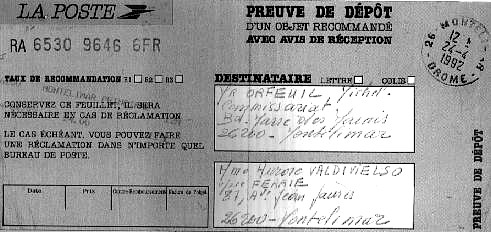 AR. au commissaire Orfeuil