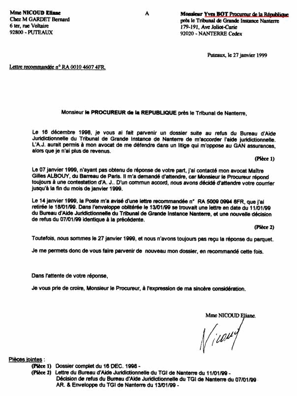 Yves BOT, le Procureur de la R�publique de Nanterre cherche encore le T.G.I de Mont�limar pour me r�pondre