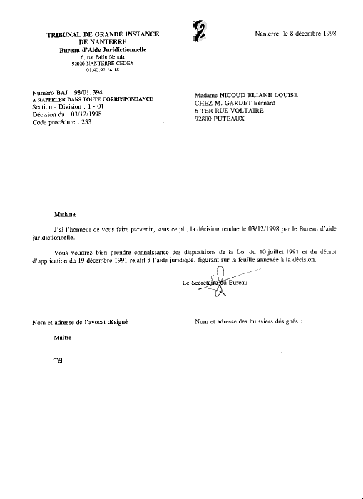 D�cision du 08/12/98 TGI Nanterre   N� 2