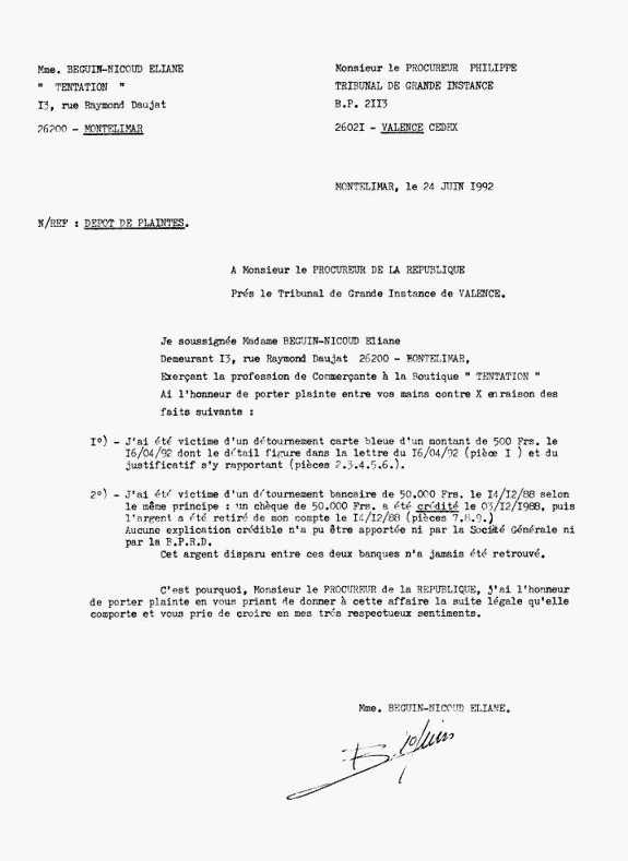 D�p�t de plainte aupr�s du Procureur Jean Philippe