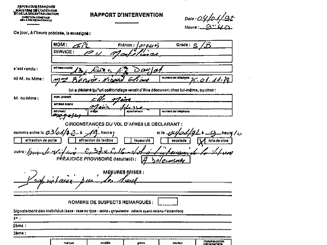 P.V .n�1 Inspecteur BOURRELY Claude